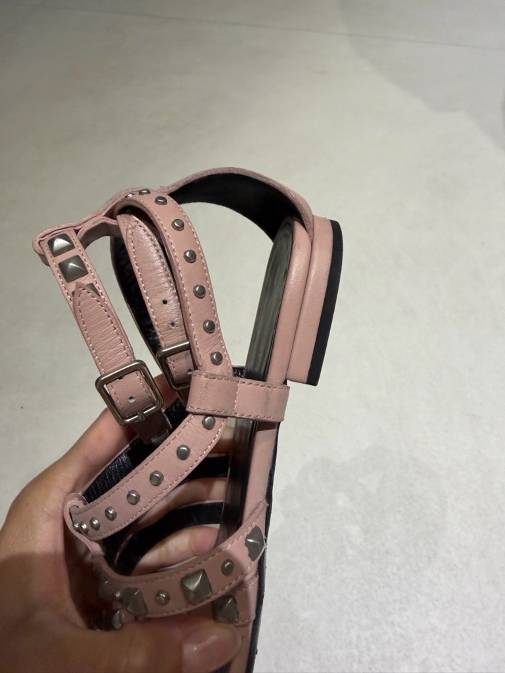 YSL 36 1/2 Studded Strappy Sandals in Blush Pink - Women's Fashion Sandal - Picture 11 of 15